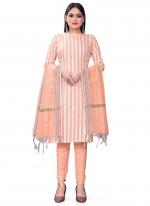 Cotton Jacquard Peach Daily Wear Printed Dress Material